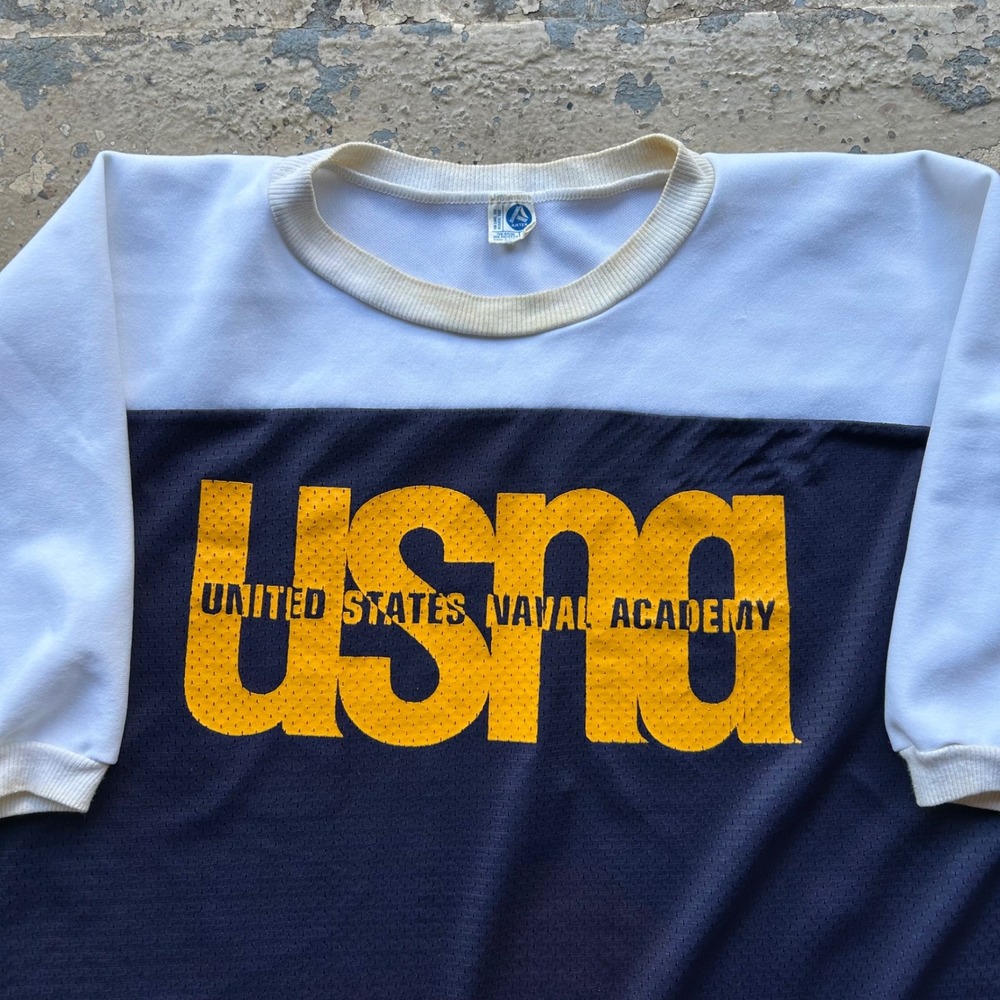 Vintage Artex USNA United States Naval Academy Jersey Shirt Navy White XL USA